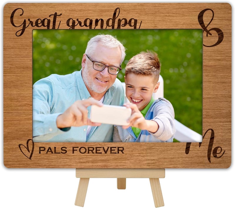 OXRUN Grandpa & Me Picture Frame, Grandfather Gifts Wooden Photo Frame with Easel, Display Photo Insert, 4x6 Picture Frame for Tabletop Display - A08 - Image 1